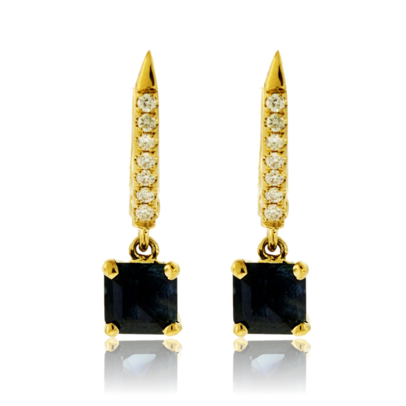 Blue Sapphire & Diamond Drop Earrings - Park City Jewelers