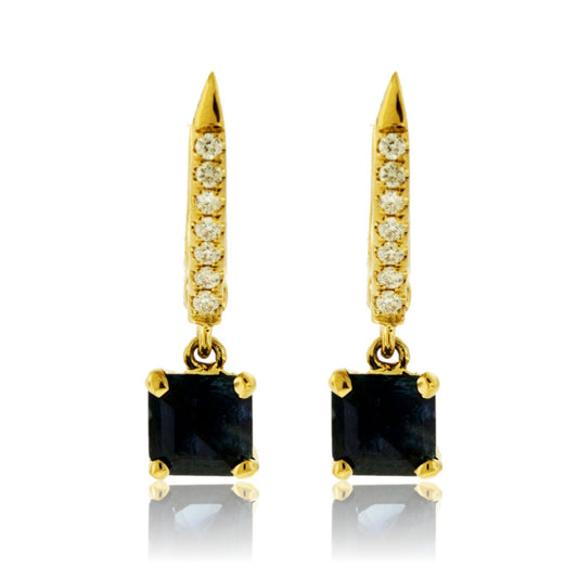 Blue Sapphire & Diamond Drop Earrings - Park City Jewelers