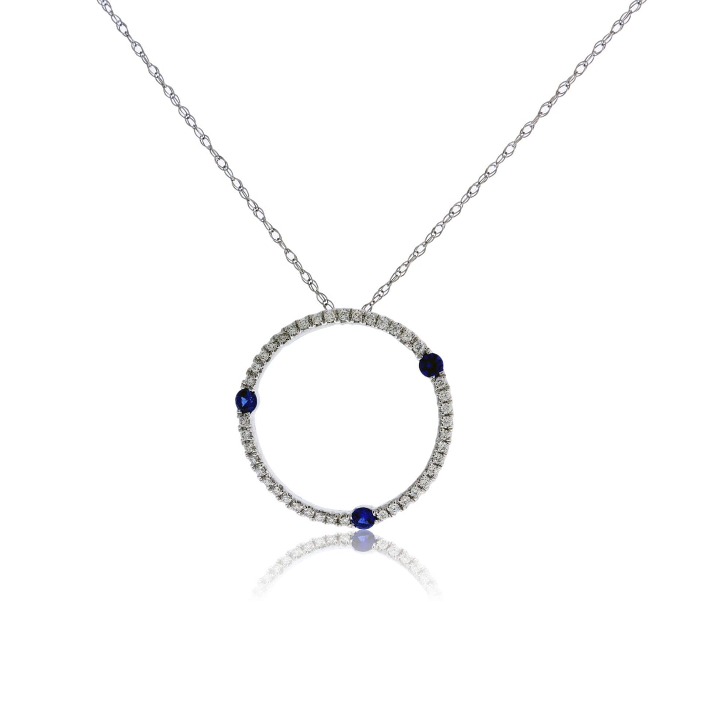 Blue Sapphire & Diamond Spontaneous Circle Style Pendant - Park City Jewelers