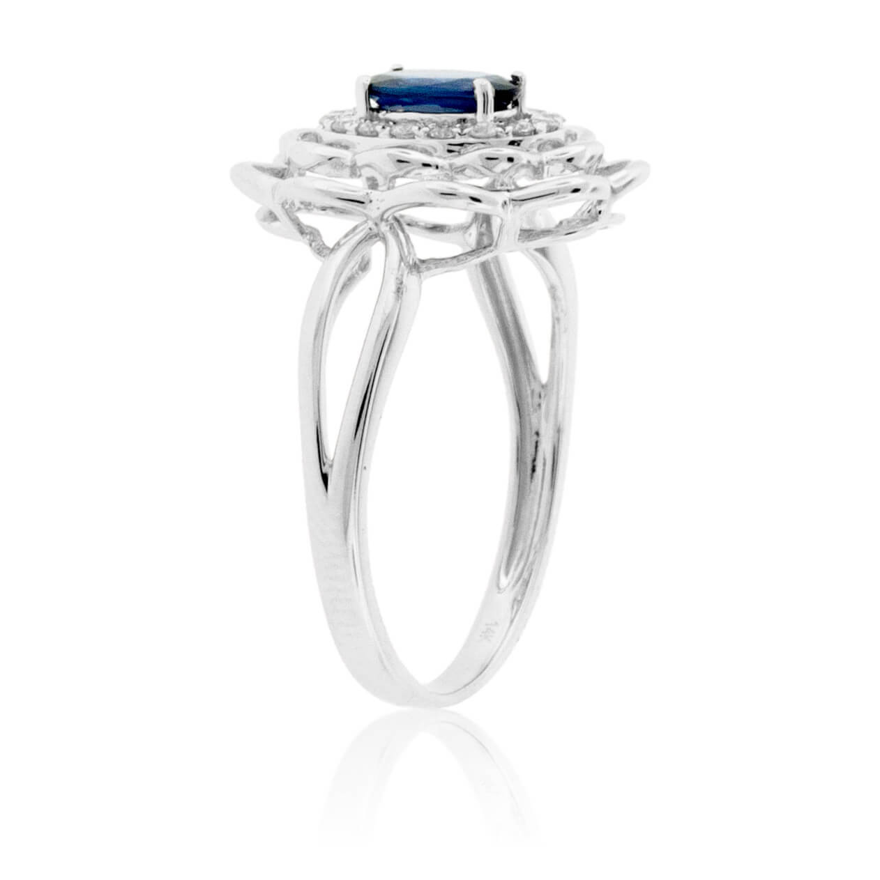 Blue Sapphire & Flower Style Ring - Park City Jewelers