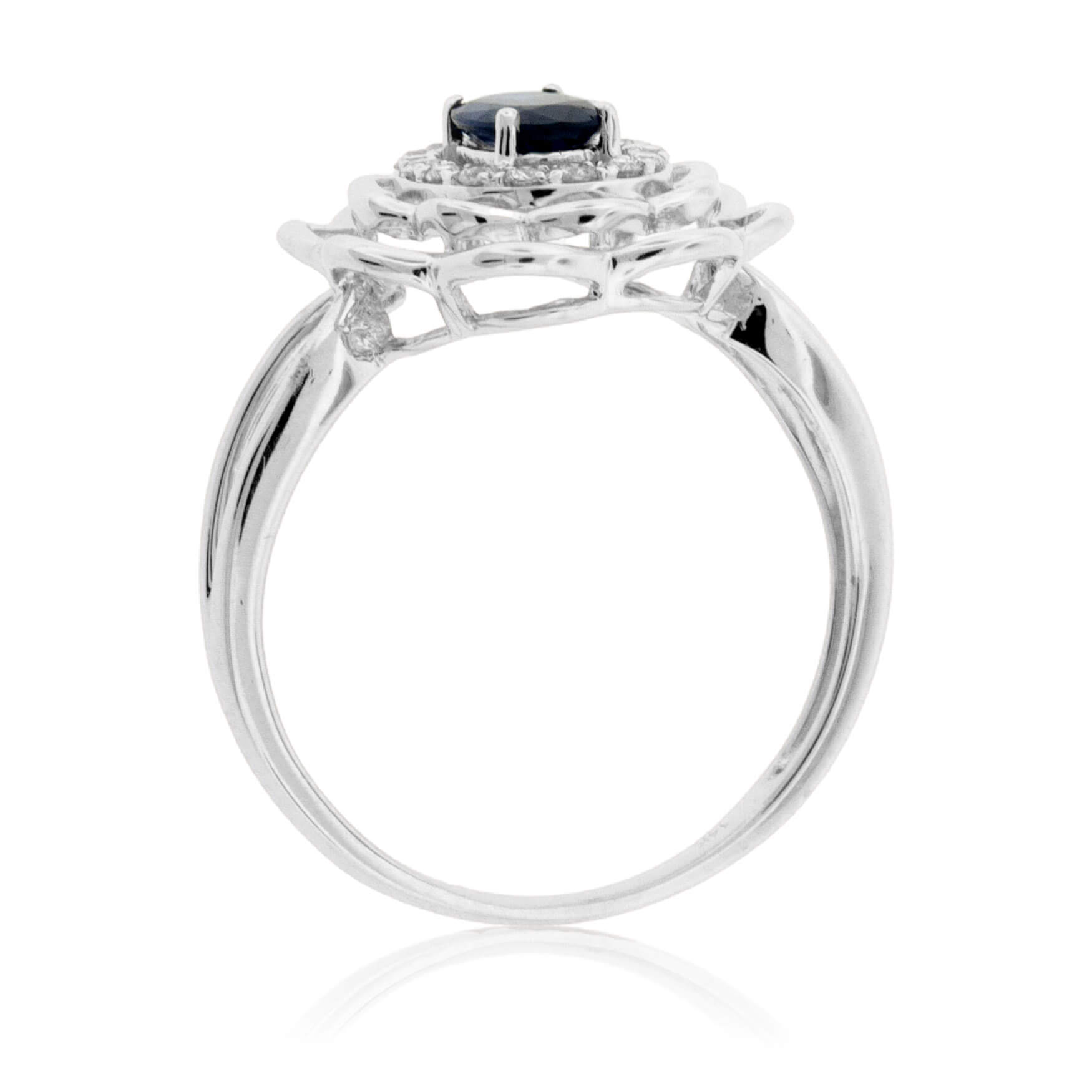 Blue Sapphire & Flower Style Ring - Park City Jewelers