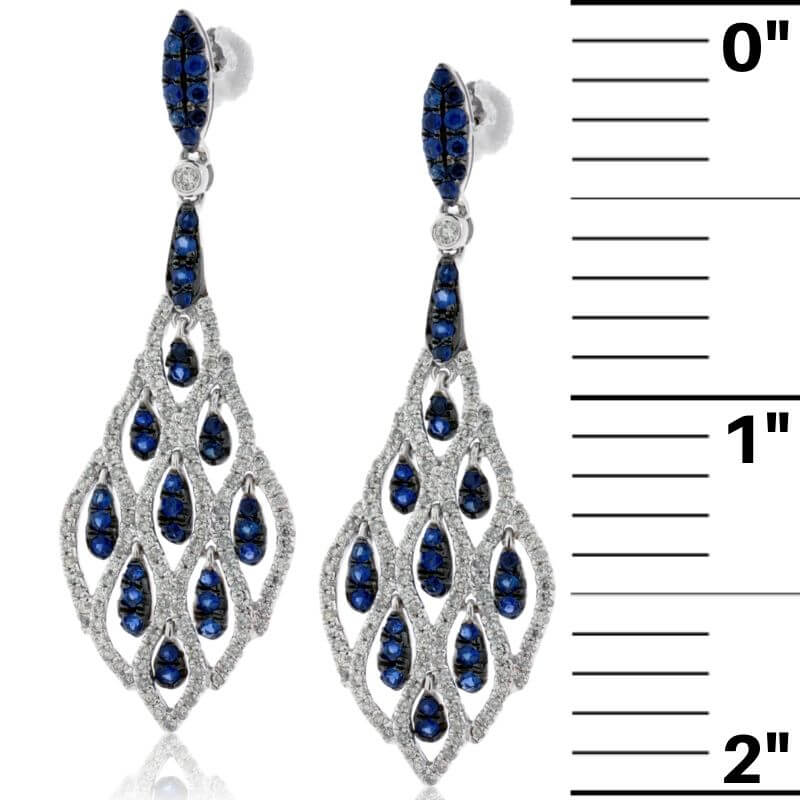 Blue Sapphire with Black Rhodium & Diamond Dangle Earrings - Park City Jewelers