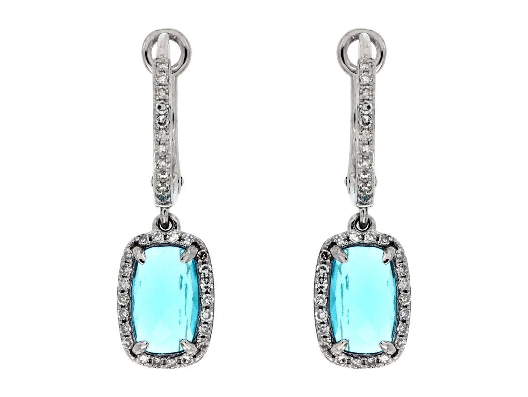 Blue Topaz and Diamond Dangle Earrings - Park City Jewelers