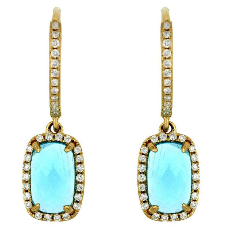 Blue Topaz and Diamond Dangle Earrings - Park City Jewelers