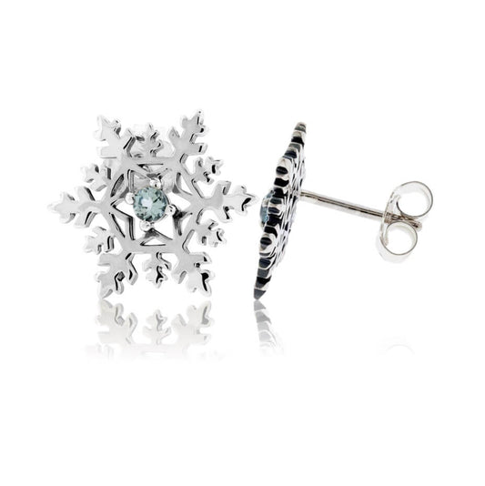 Blue Topaz Center Snowflake Post Earrings - Park City Jewelers