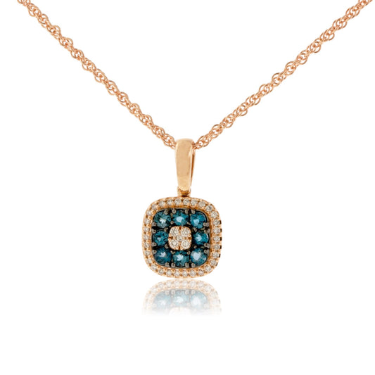 Blue Topaz & Diamond Halo Pendant w/Chain - Park City Jewelers