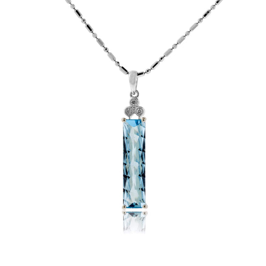 Blue Topaz with Elegant Diamond Accents Pendant - Park City Jewelers