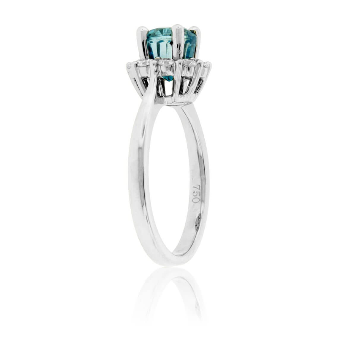 Blue Zircon Halo and Diamond Accented Ring - Park City Jewelers