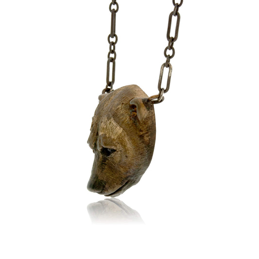 Bronze Grizzly Bear Head Pendant w/Chain - Park City Jewelers