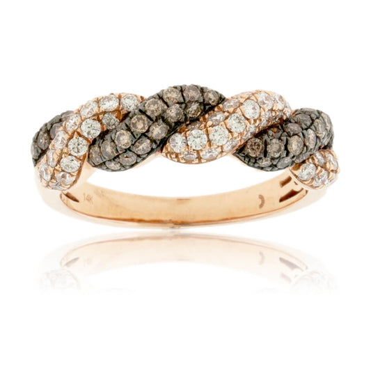 Brown and White Diamond Alternating Ring - Park City Jewelers