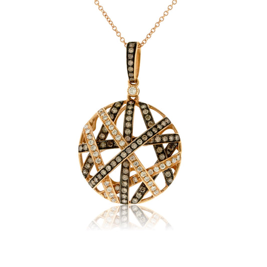 Brown Chocolate Diamond and Diamond Disc Pendant with Chain - Park City Jewelers