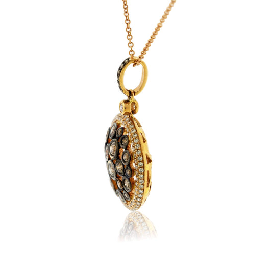 Brown Chocolate Diamond and Diamond Disc Pendant with Chain - Park City Jewelers