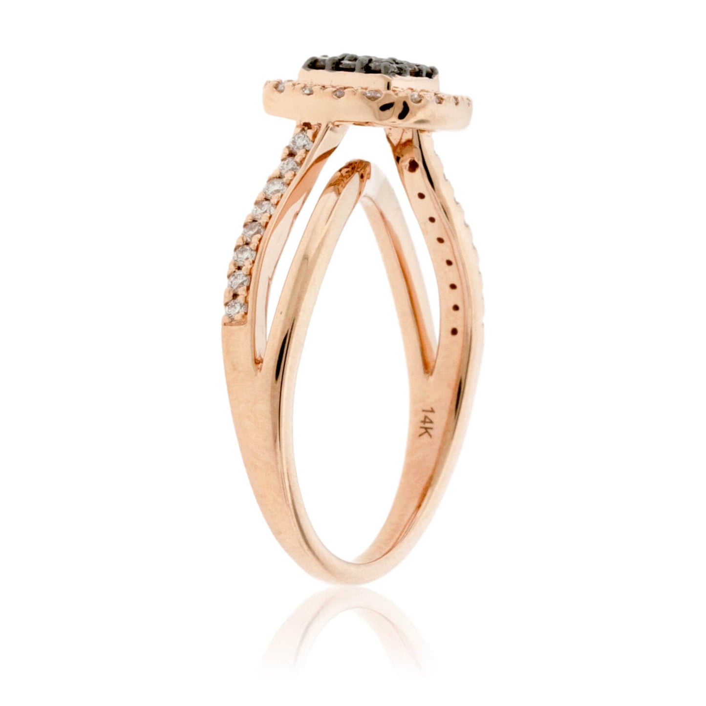 Brown Diamond Cluster with Diamond Halo Split Shank Ring - Park City Jewelers