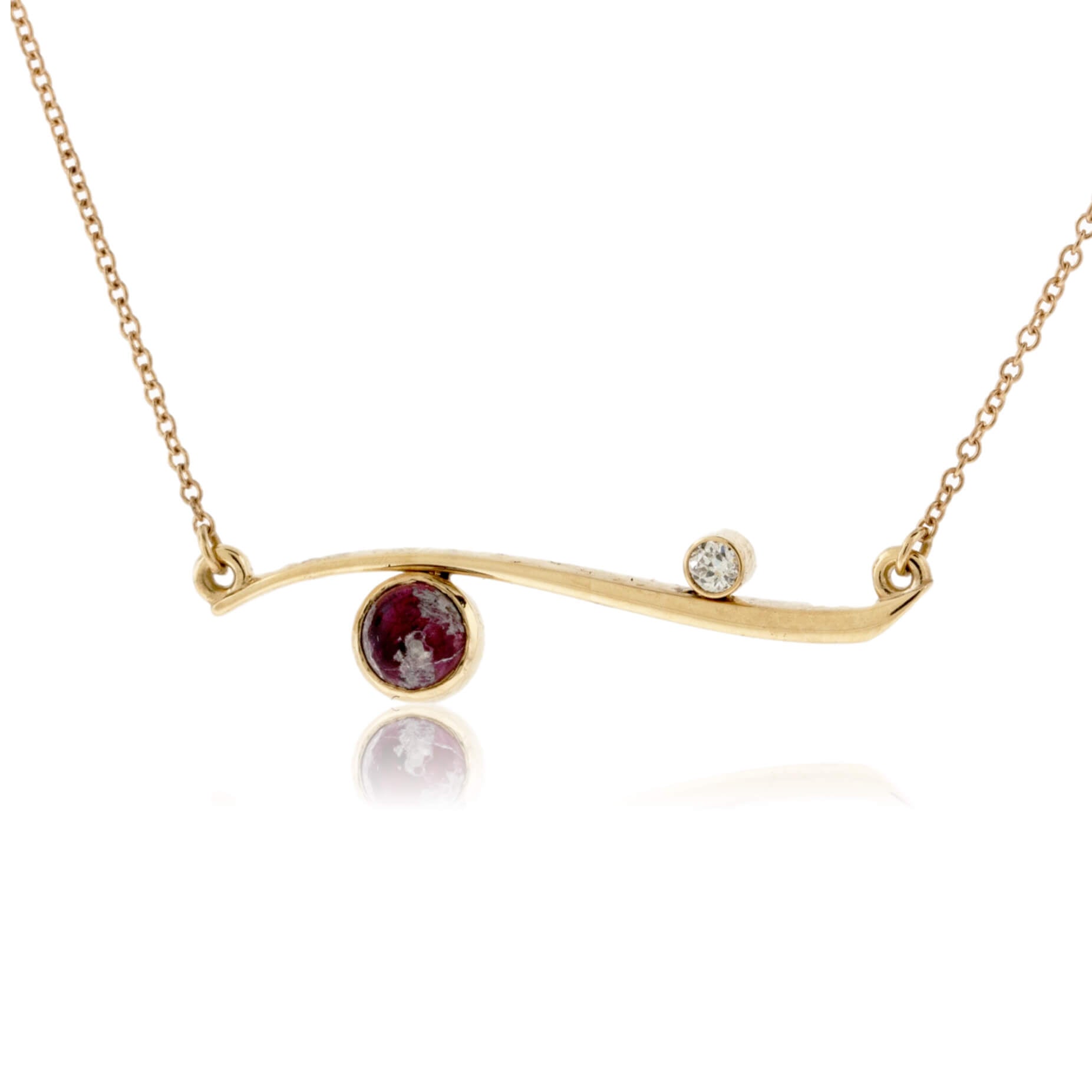 Cabochon Cut Red Emerald Bar Style Pendant - Park City Jewelers