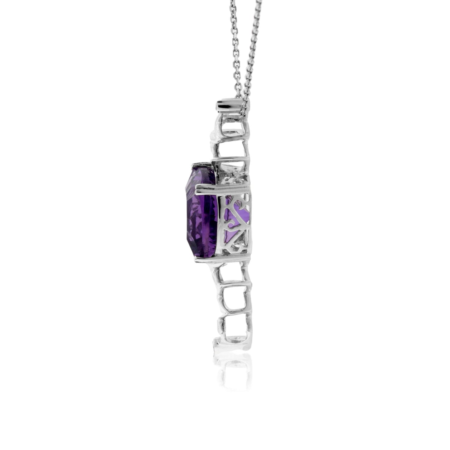 Carved Amethyst and Diamond Geometric Pendant - Park City Jewelers
