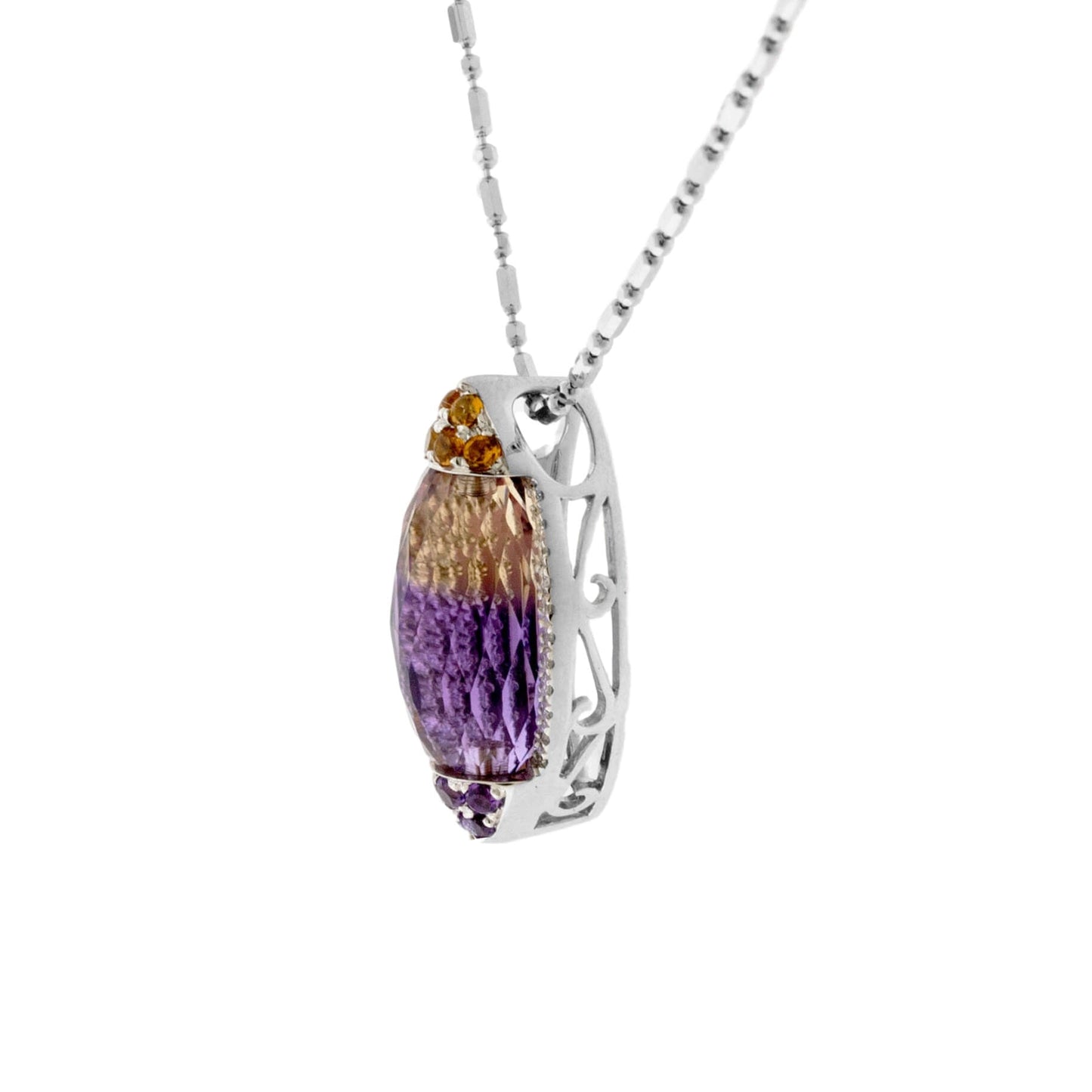Carved Ametrine, Citrine, Amethyst, & Diamond Pendant - Park City Jewelers