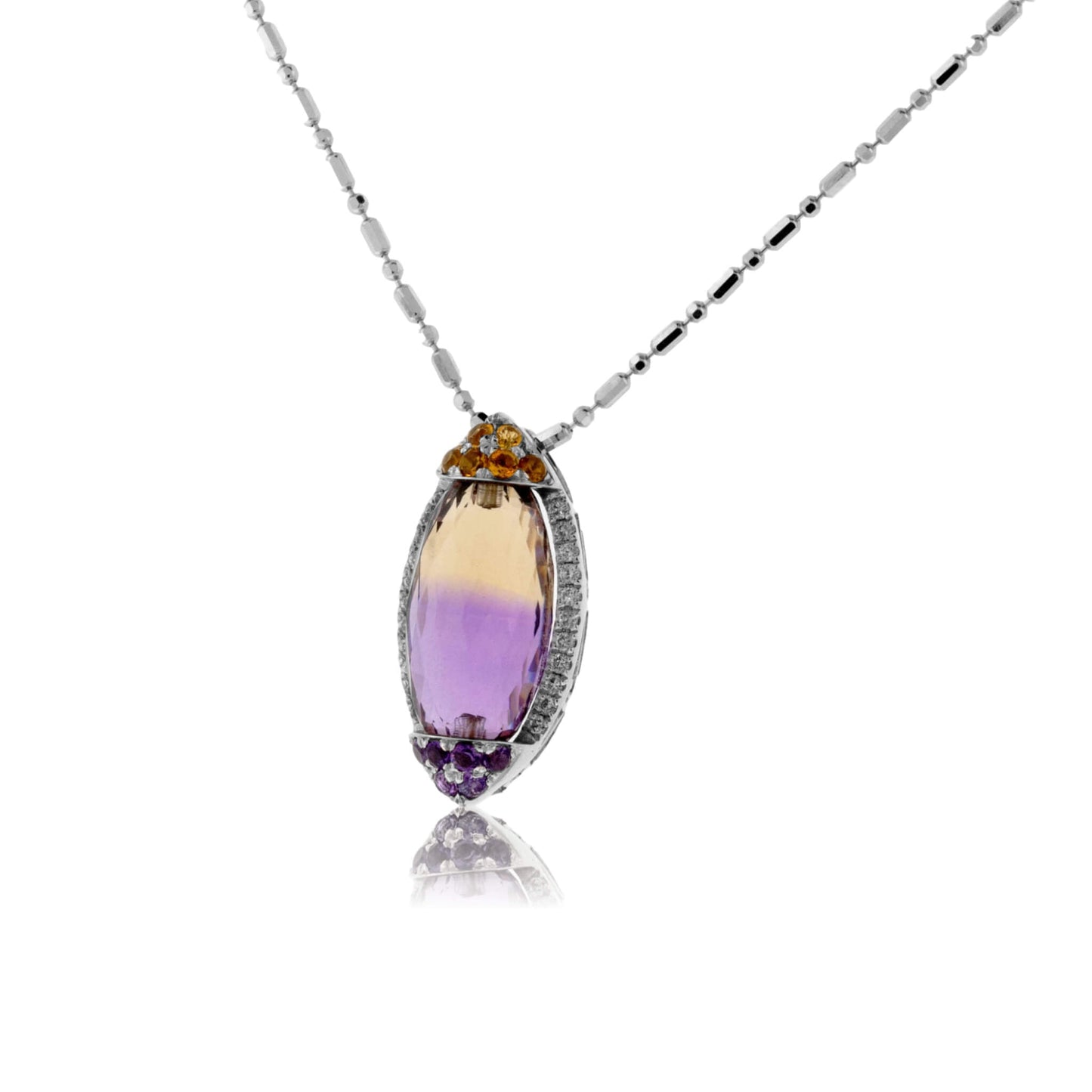 Carved Ametrine, Citrine, Amethyst, & Diamond Pendant - Park City Jewelers