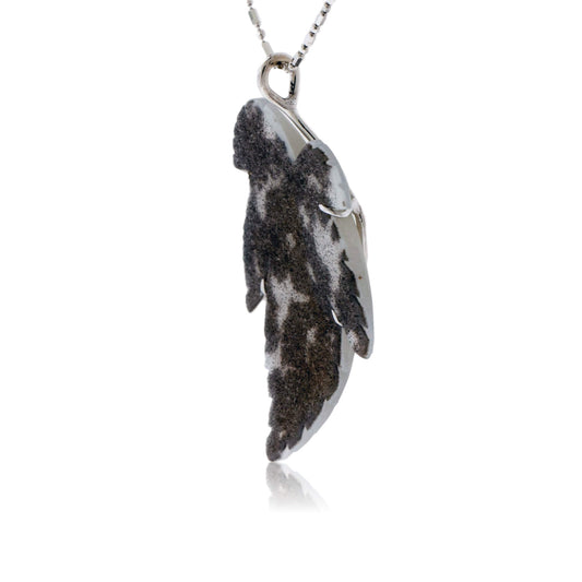 Carved Natural Dalmation Druzy Leaf Pendant - Park City Jewelers