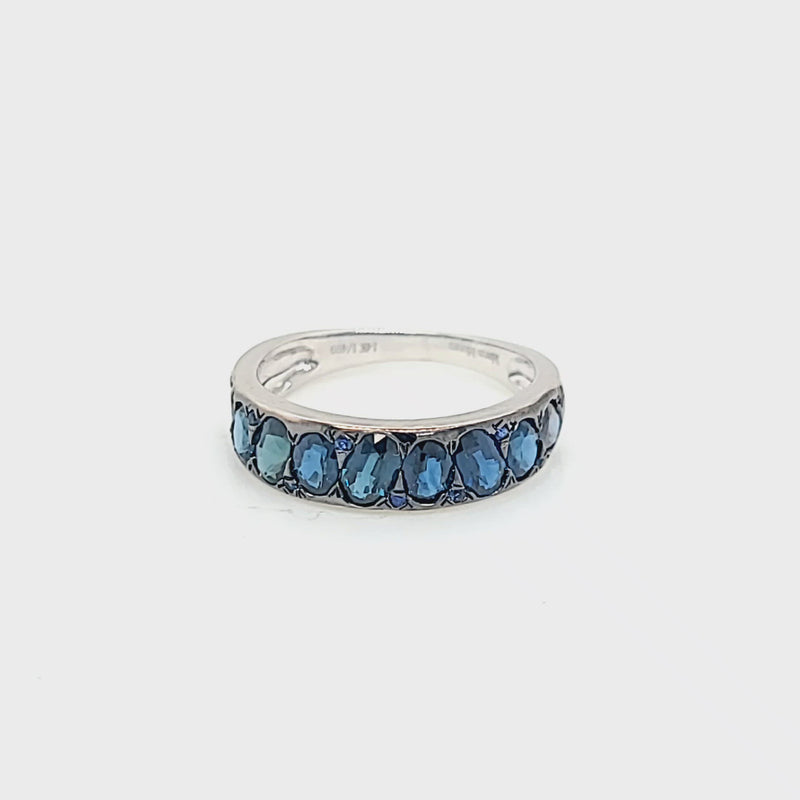 Oval Blue Sapphire & Black Rhodium Plated Ring