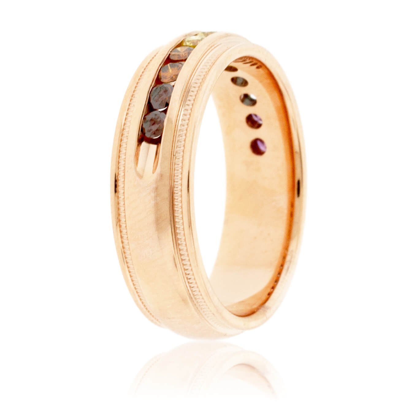 Channel Set Colored Diamond Rainbow Milgrain Style Band - Park City Jewelers