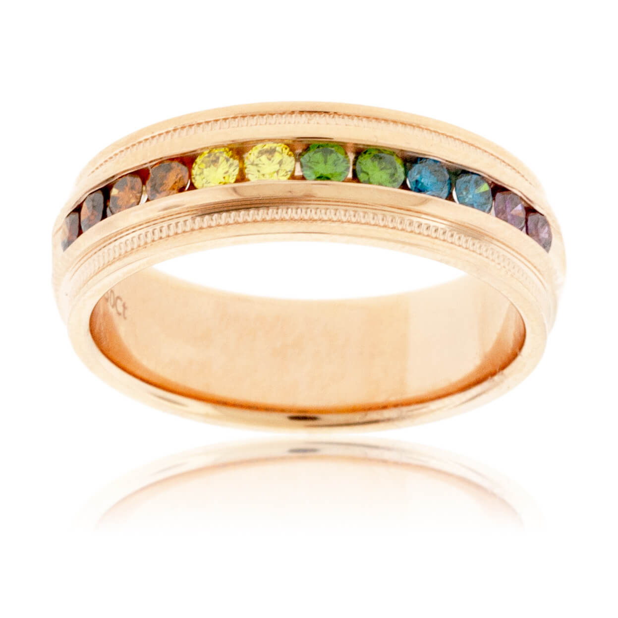 Channel Set Colored Diamond Rainbow Milgrain Style Band - Park City Jewelers