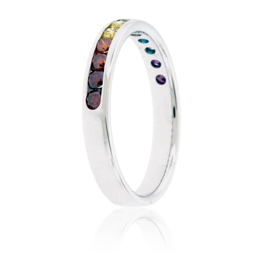 Channel Set Colored Diamond Rainbow Style Band - Park City Jewelers