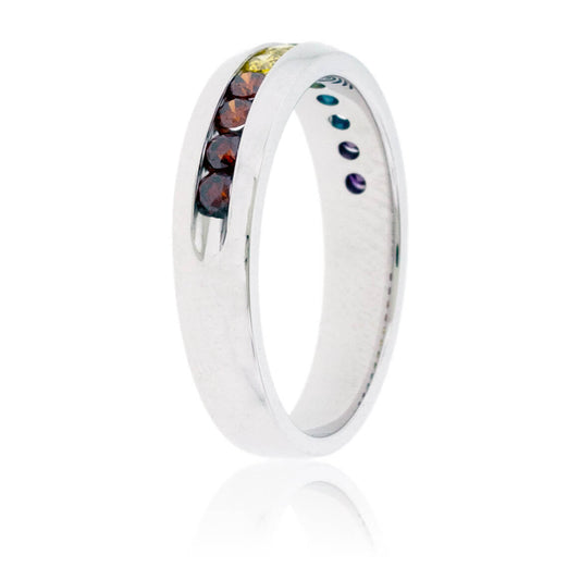 Channel Set Colored Diamond Rainbow Style Band - Park City Jewelers