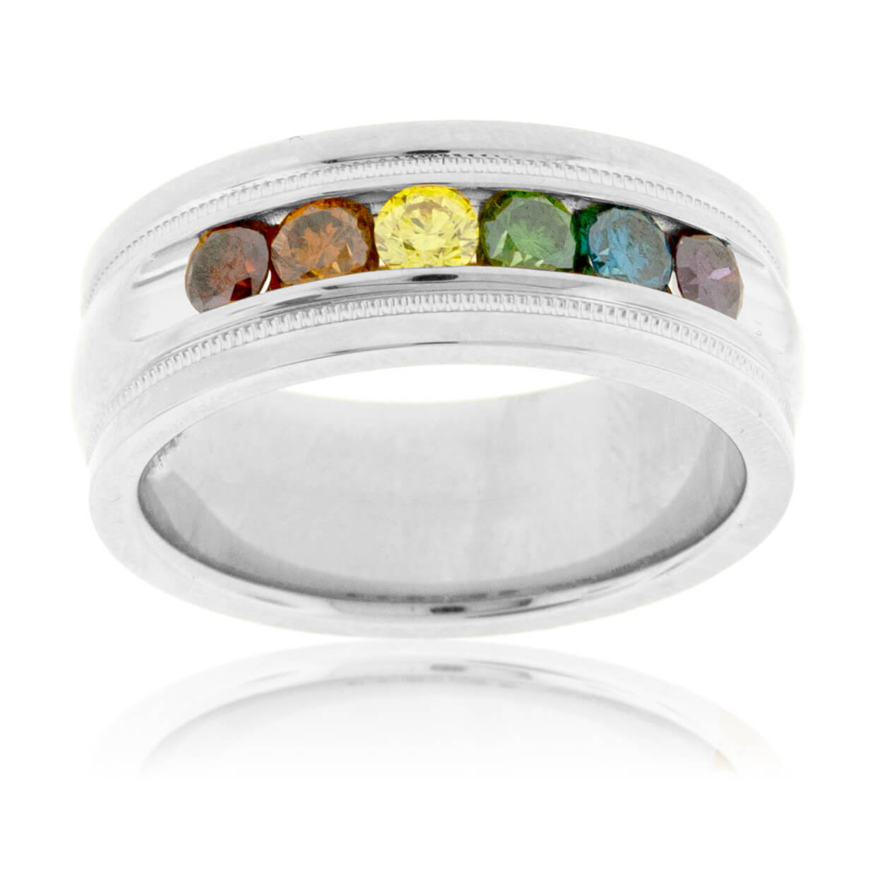 Channel Set Colored Diamond Rainbow Style Band - Park City Jewelers