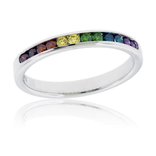 Channel Set Colored Diamond Rainbow Style Band - Park City Jewelers