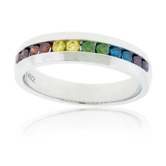 Channel Set Colored Diamond Rainbow Style Band - Park City Jewelers
