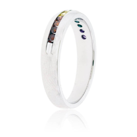 Channel Set Colored Diamond Rainbow Style Band - Park City Jewelers