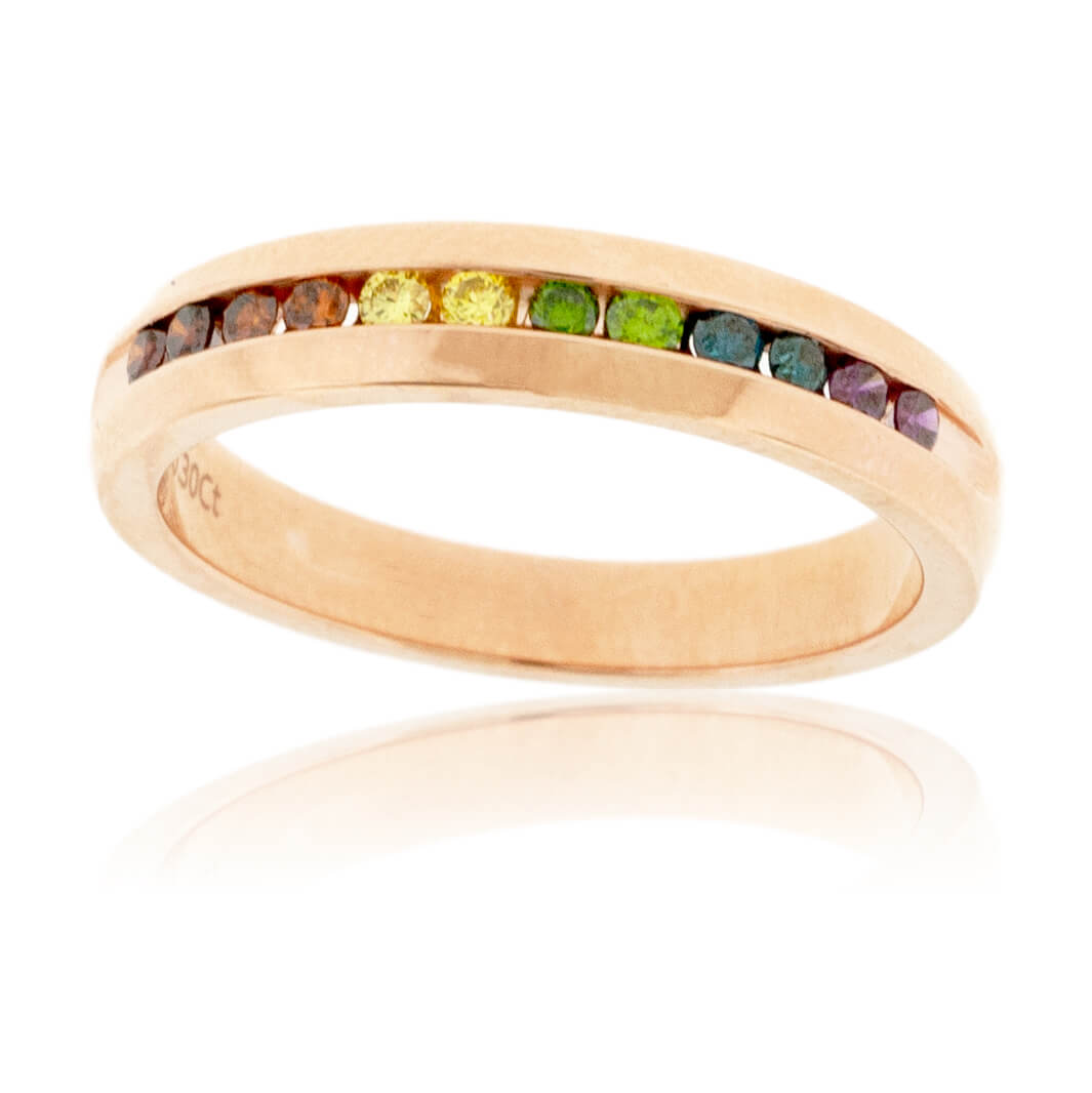 Channel Set Colored Diamond Rainbow Style Band - Park City Jewelers