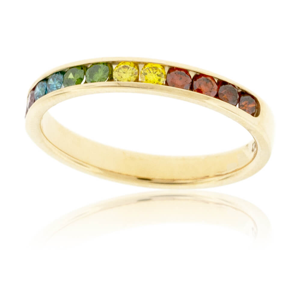 Channel Set Colored Diamond Rainbow Style Band - Park City Jewelers