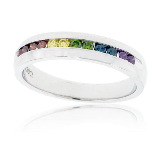 Channel Set Colored Diamond Rainbow Style Band - Park City Jewelers