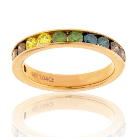 Channel Set Colored Diamond Rainbow Style Band - Park City Jewelers