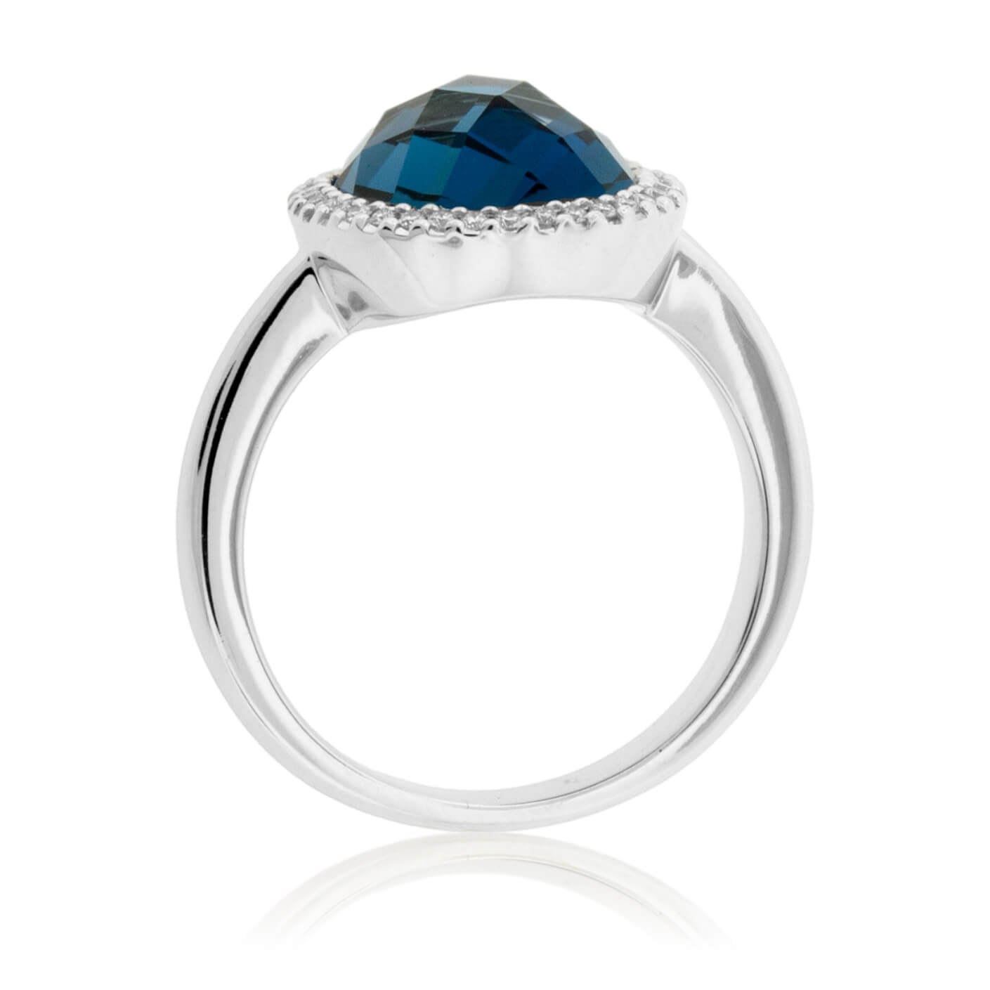 Checkerboard Cut London Blue Topaz Halo Style Ring - Park City Jewelers