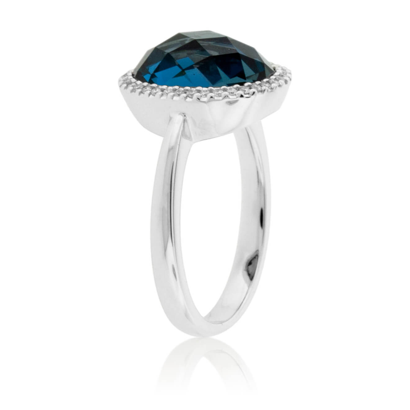Checkerboard Cut London Blue Topaz Halo Style Ring - Park City Jewelers