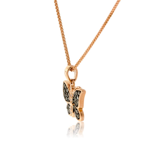 Chocolate Diamond & Diamond Butterfly Rose Gold Pendant - Park City Jewelers