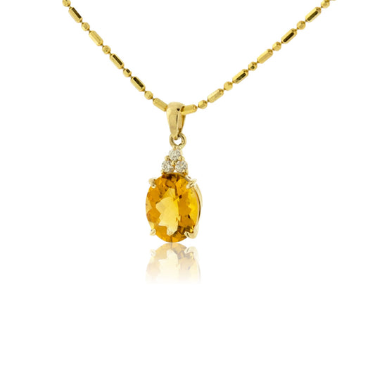 Citrine & Diamond Accented Pendant - Park City Jewelers