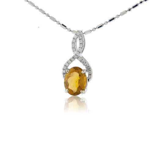 Citrine & Diamond Accented Pendant - Park City Jewelers
