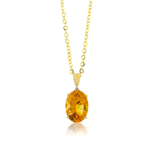 Citrine & Diamond Accented Pendant w/Chain - Park City Jewelers