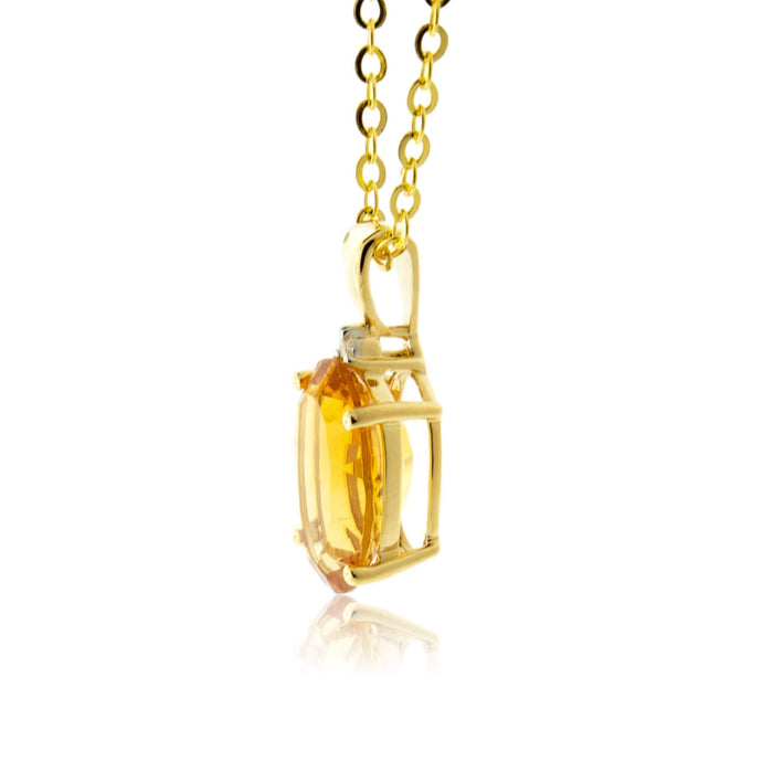 Citrine & Diamond Accented Pendant w/Chain - Park City Jewelers
