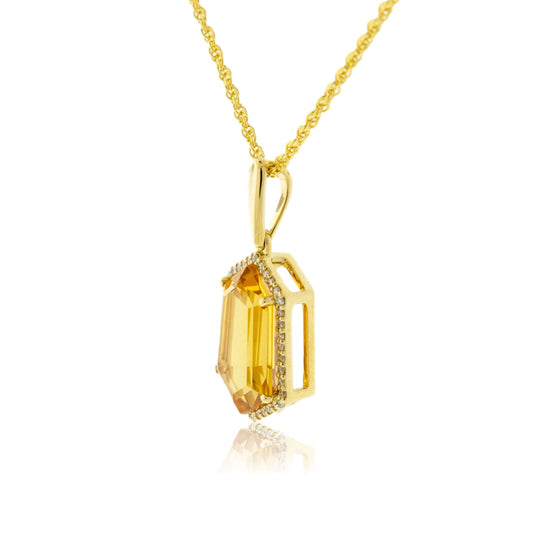 Citrine & Diamond Pendant w/Chain - Park City Jewelers