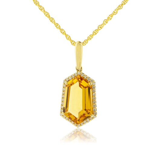 Citrine & Diamond Pendant w/Chain - Park City Jewelers