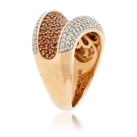Cognac Diamond & Diamond Lined Wide Band - Park City Jewelers