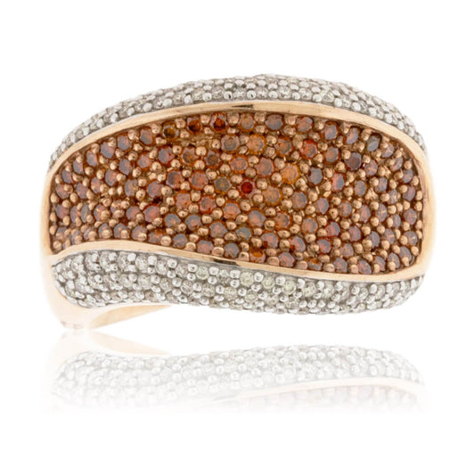 Cognac Diamond & Diamond Lined Wide Band - Park City Jewelers