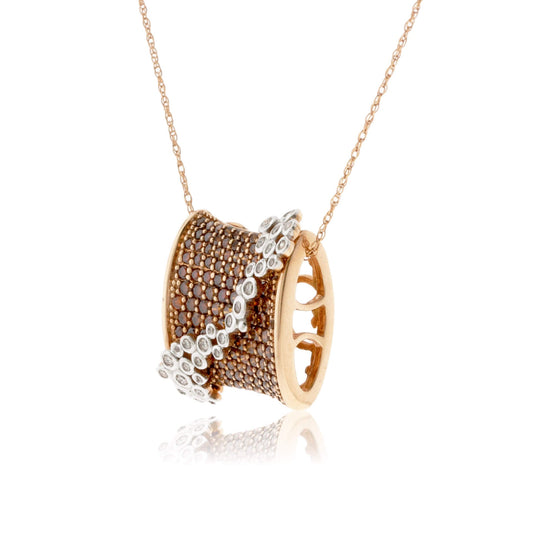 Cognac Diamond & Diamond Pendant w/Chain - Park City Jewelers