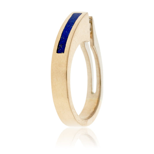 Contemporary Inlay Ring with Single Diamond - Park City Jewelers