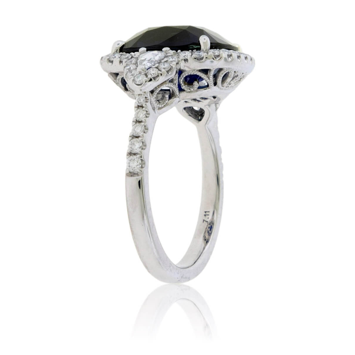 Cushion Blue Sapphire & Diamond Accented Ring - Park City Jewelers