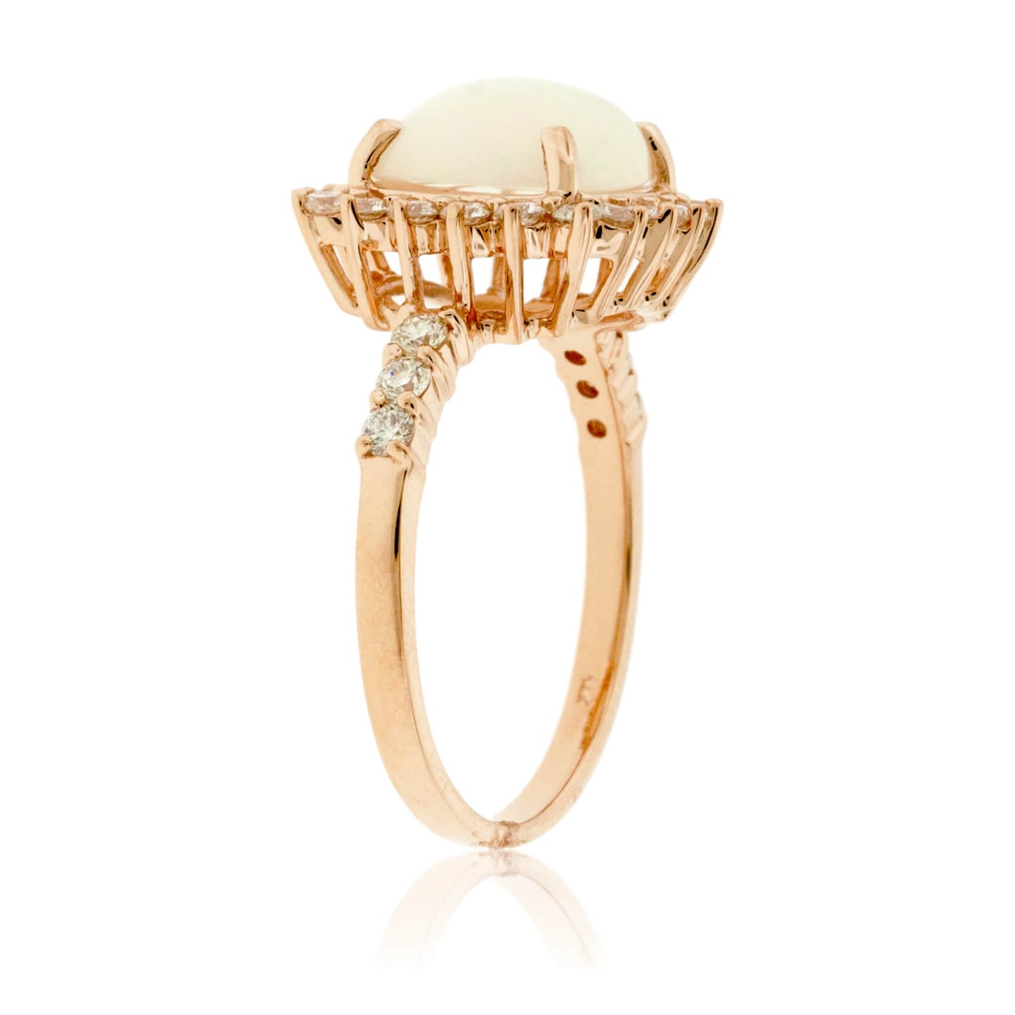 Cushion Cabochon Opal Ring with Classic Diamond Halo - Park City Jewelers